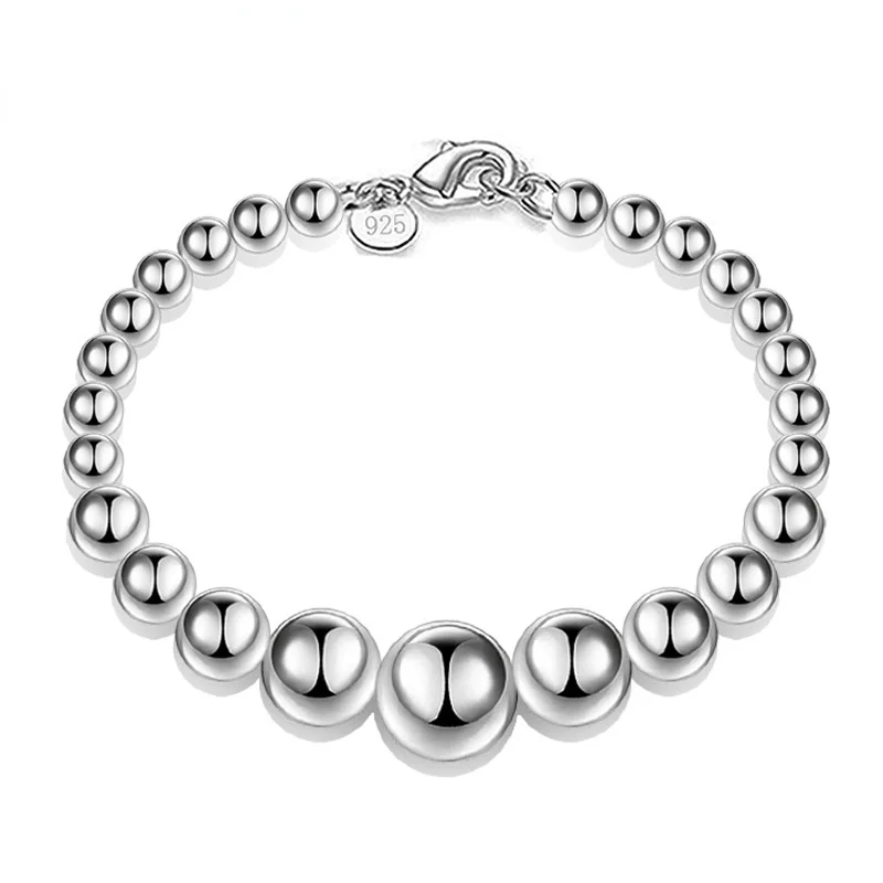 925 Sterling Silver 8mm/10mm Hollow Circle Ball Beads Silver Beaded 20cm Bracelet Woman Charm Fashion Jewelry Bracelet
925 Sterling Silver 8mm/10mm Hollow Circle Ball Beads Silver Beaded 20cm Bracelet Woman Charm Fashion Jewelry Bracelet