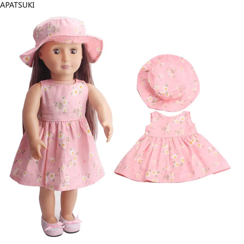 

Pink Daisy Countryside Flower Fashion Doll Clothes Set For 18" American Doll Flower Dress Hat Outfits 1/4 Girl Dolls Accessories