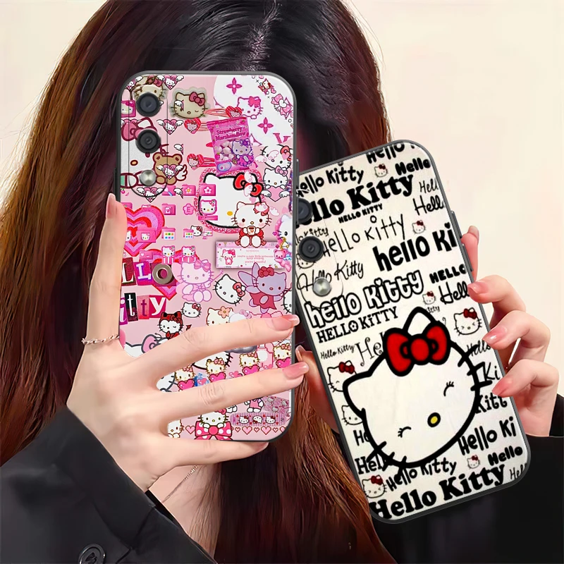 

Hello Kitty Cute Phone Case For Samsung Galaxy A01 A02 A10 A10S A20 A22 4G 4G 5G A31 Back Silicone Cover Black Soft Funda