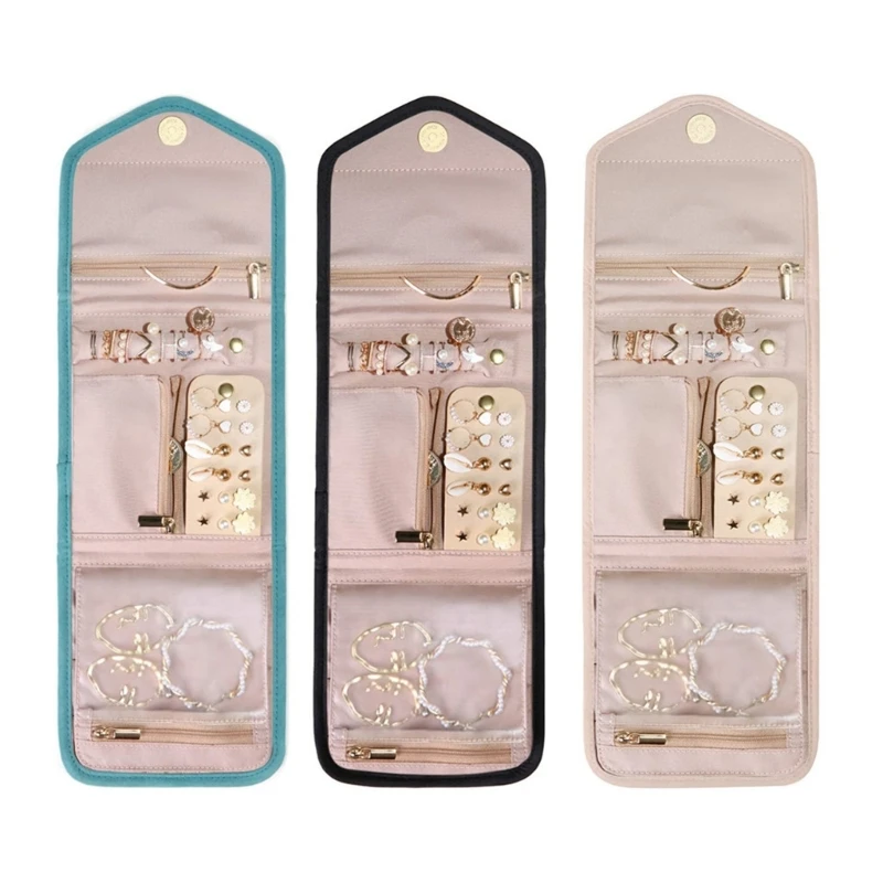 Portable Jewelry-Case Holder Travel Jewelry Organizer Roll for Women Girl Bracelet Storage Roll Bag with Zipper Pocket
Portable Jewelry-Case Holder Travel Jewelry Organizer Roll for Women Girl Bracelet Storage Roll Bag with Zipper Pocket