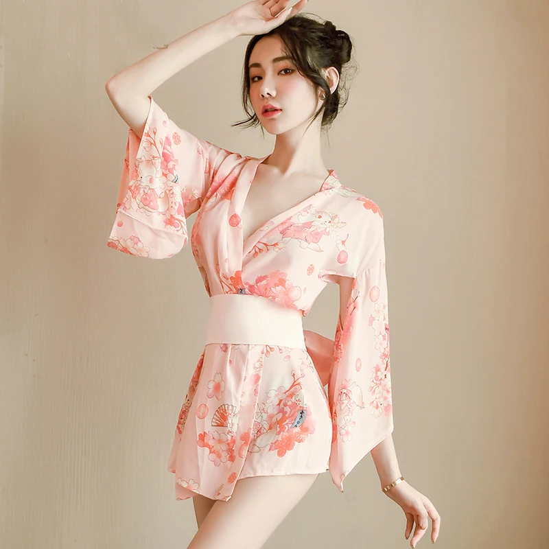 Sexy Lingerie Japanese Kimono Uniform Cat Print Women Gown Pajama Set Pink Erotic Night Bathrobe Underwear Bow Belt Thong Suit
Sexy Lingerie Japanese Kimono Uniform Cat Print Women Gown Pajama Set Pink Erotic Night Bathrobe Underwear Bow Belt Thong Suit