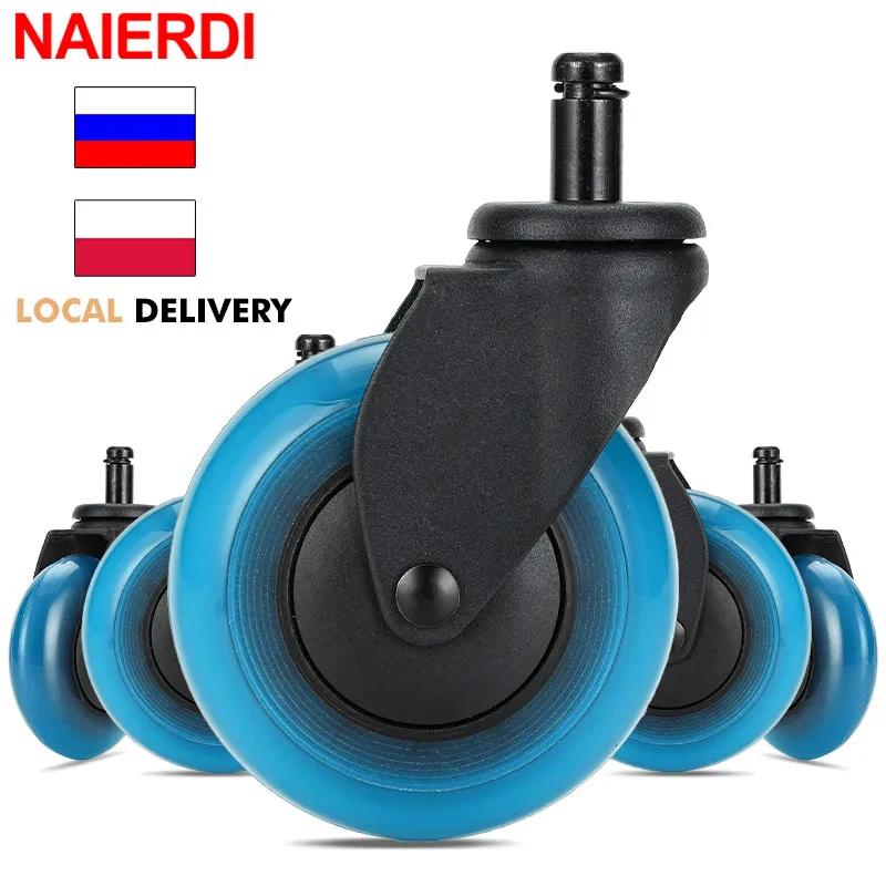 NAIERDI 3 Inch Caster Wheels Office Replacement Chair Wheel Blue Polyurethane Soft Rubber Swivel Furniture Wheels Set of 5
NAIERDI 3 Inch Caster Wheels Office Replacement Chair Wheel Blue Polyurethane Soft Rubber Swivel Furniture Wheels Set of 5