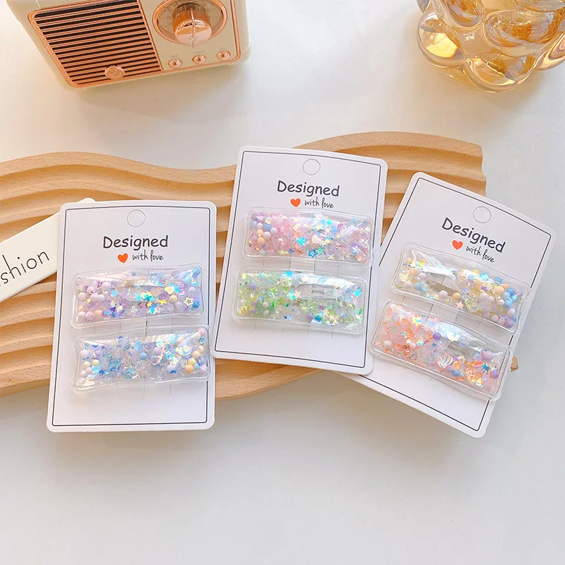 New Children's Hairpin Korean Version Color Quicksand Transparent Hair Clip Girl Broken Hair BB Clip Baby Hair Accessories Gift
New Children's Hairpin Korean Version Color Quicksand Transparent Hair Clip Girl Broken Hair BB Clip Baby Hair Accessories Gift