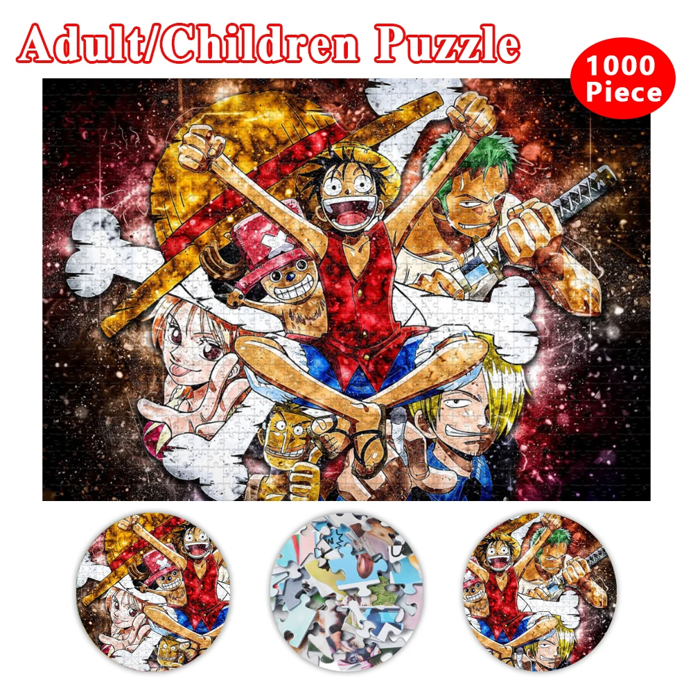 

One Piece Anime Cartoon 1000 Pieces Luffy Zoro Jigsaw Puzzles Diy Puzzles Creative Kids Decompress Educational Toys Gifts