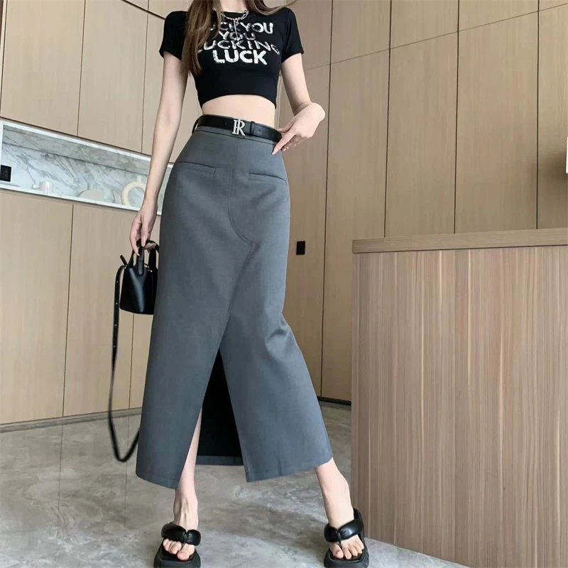 Straight Skirt Half Skirt Longuette Female Split Grey High Women's Suit Waist Girl Black New Summer A-line Casual Mid-length Hot
Straight Skirt Half Skirt Longuette Female Split Grey High Women's Suit Waist Girl Black New Summer A-line Casual Mid-length Hot