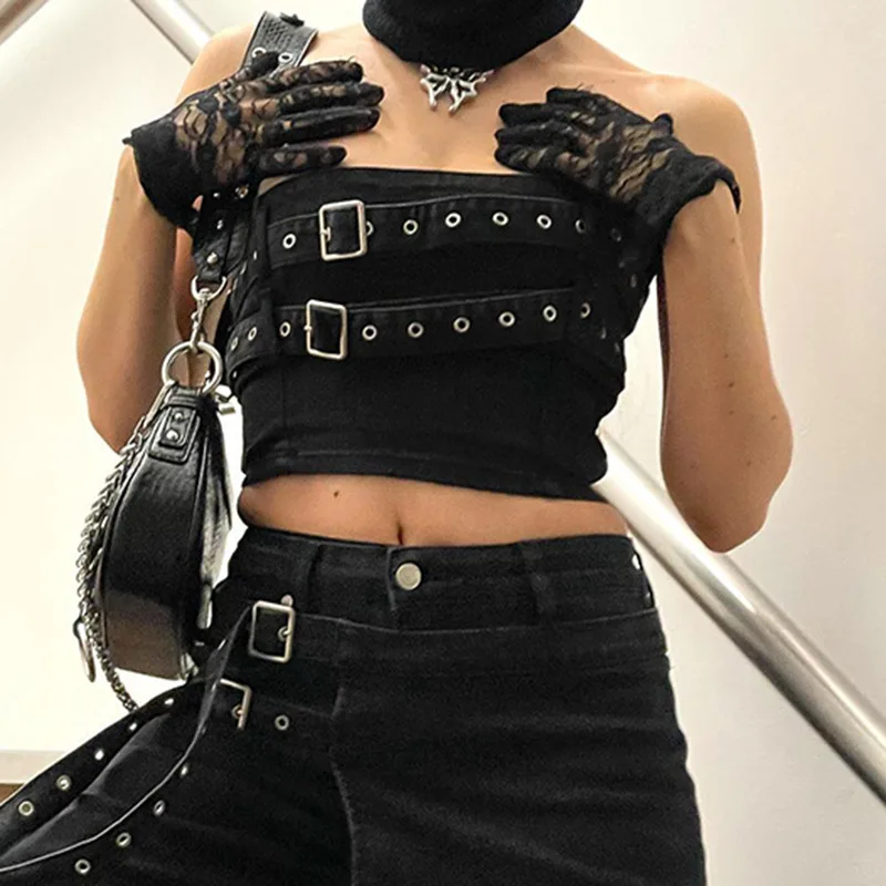 Женский джинсовый Топ без бретелек, Черный готический корсет в стиле панк с поясом, уличная одежда, y2k
Женский джинсовый Топ без бретелек, Черный готический корсет в стиле панк с поясом, уличная одежда, y2k