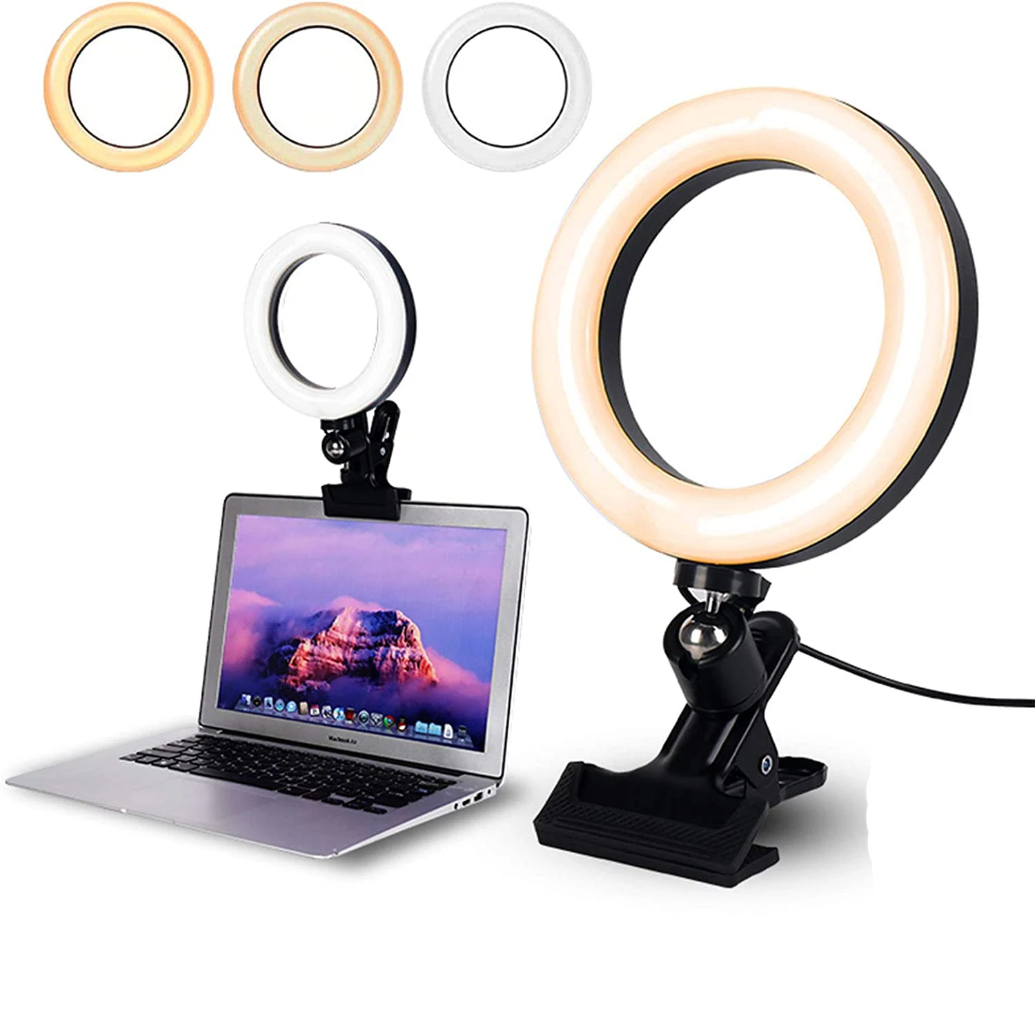 

Video Conference Lighting,6.3" Selfie Ring Light with Clamp Mount for Video Conferencing,Webcam Light with 3 Light Modes&10 Leve
