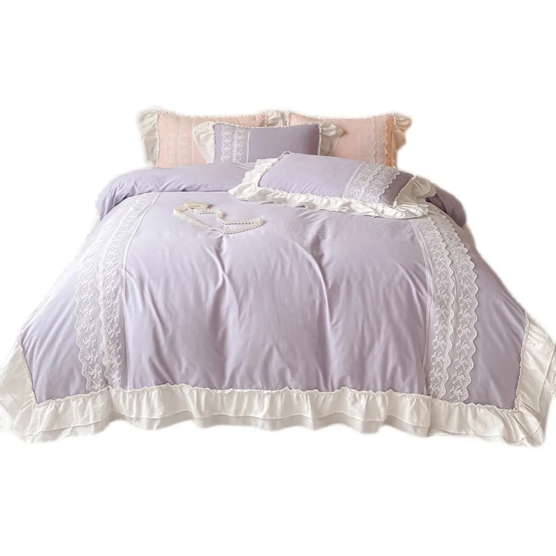 Lace Ruffled Cotton Four-Piece Princess Style Quilt Cover Four Seasons Universal Bedding
Lace Ruffled Cotton Four-Piece Princess Style Quilt Cover Four Seasons Universal Bedding