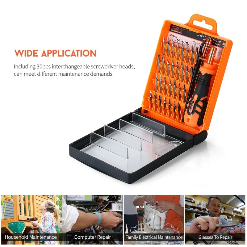 JM-8100 Multi-functional 33 In 1 Screwdriver Set Magnetic Screwdriver Bits Screw Driver Repair Tool Kit Electronic Maintenance
JM-8100 Multi-functional 33 In 1 Screwdriver Set Magnetic Screwdriver Bits Screw Driver Repair Tool Kit Electronic Maintenance