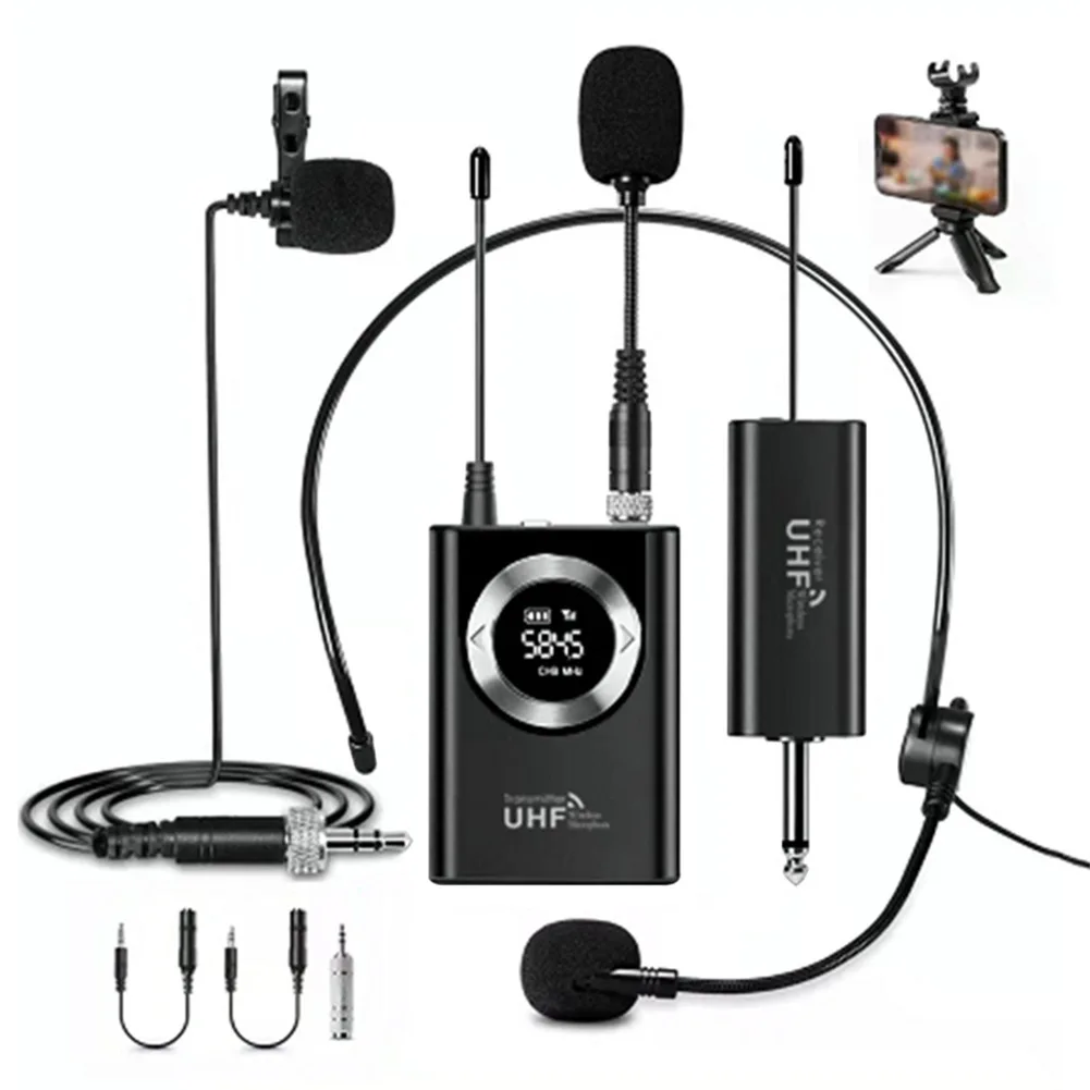 Беспроводной петличный микрофон UHF, нагрудная гарнитура, микрофон для обучения речевой записи, передатчик, приемник, штатив, кронштейн для телефона
Беспроводной петличный микрофон UHF, нагрудная гарнитура, микрофон для обучения речевой записи, передатчик, приемник, штатив, кронштейн для телефона