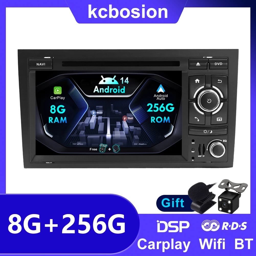 2 Din Android 14 автомобильный радиоприемник мультимедийный стерео DSP + Carplay 8G 256 ГБ для