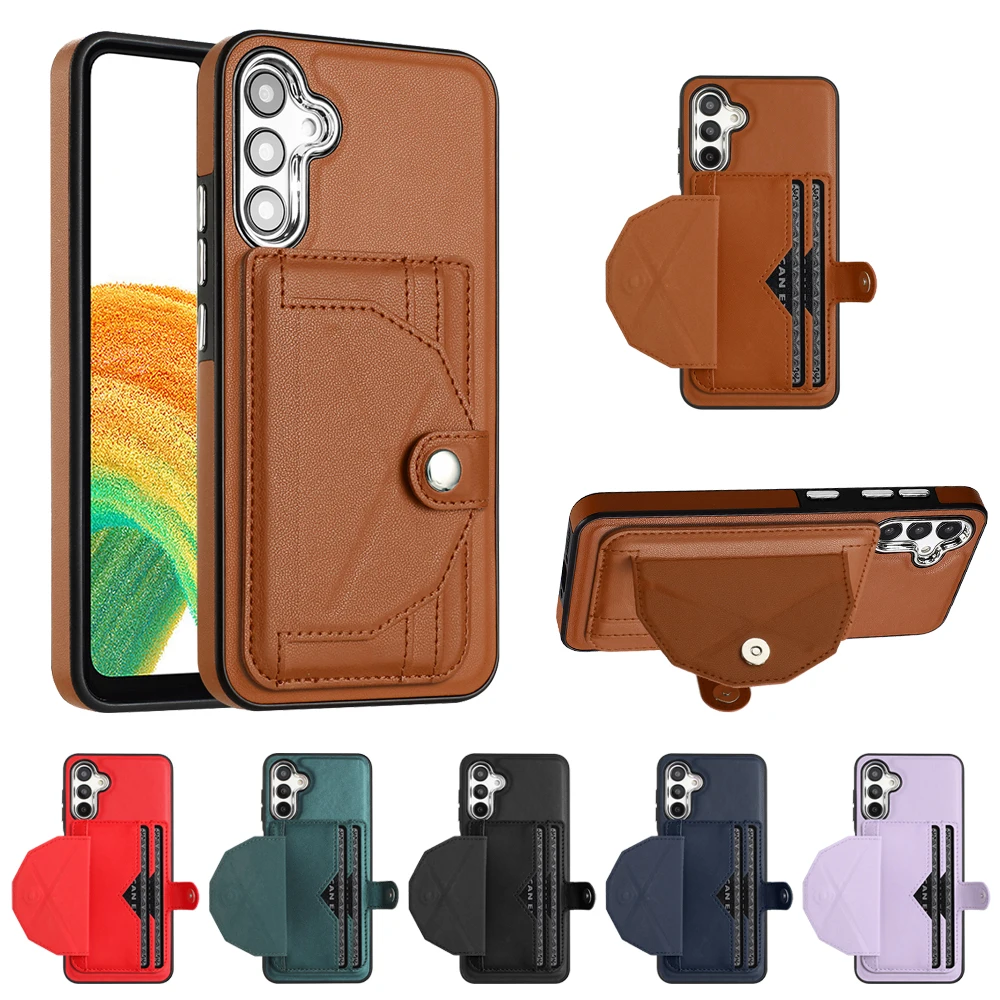 

S23 S22 Ultra Plus Card Holder Phone Case for Samsung Galaxy A54 A34 A14 A13 A33 A73 A53 A04 A52 A72 A22 A32 A12 5G Wallet Cover