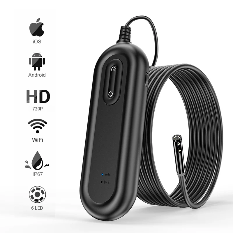 4.9mm/8MM Three lens Wireless Endoscope Camera 2MP HD WiFi IP68 Waterproof Hard Wire Sewer Borescope for Android and iPhone
4.9mm/8MM Three lens Wireless Endoscope Camera 2MP HD WiFi IP68 Waterproof Hard Wire Sewer Borescope for Android and iPhone