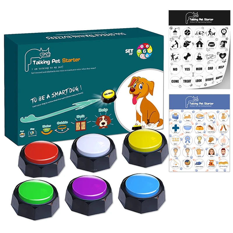 RIBOSY Set of 6 Recordable Button, Dog Buttons - Record & Playback Your Own Message to Teach Your Dogs Voice What They Want
RIBOSY Set of 6 Recordable Button, Dog Buttons - Record & Playback Your Own Message to Teach Your Dogs Voice What They Want