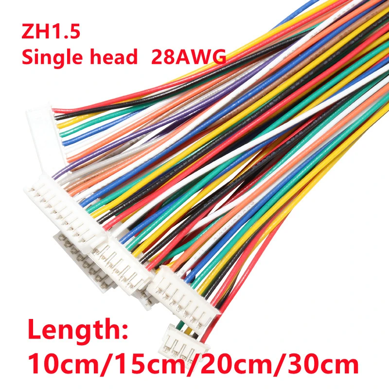 

10pcs/Lot ZH 1.5mm Wire Cable Connector DIY ZH1.5 JST 2/3/4/5/6/7/8/9/10pin Electronic Line Single End 28AWG 10cm/15cm/20cm/30cm