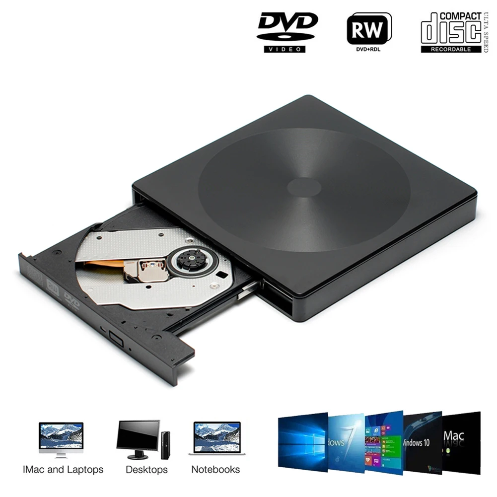 

12.7mm Type C/USB 3.0 External DVD Drive CD Player Drive Burner Reader DVD CD-ROM Player Optical Drives for PC Laptop Desktop