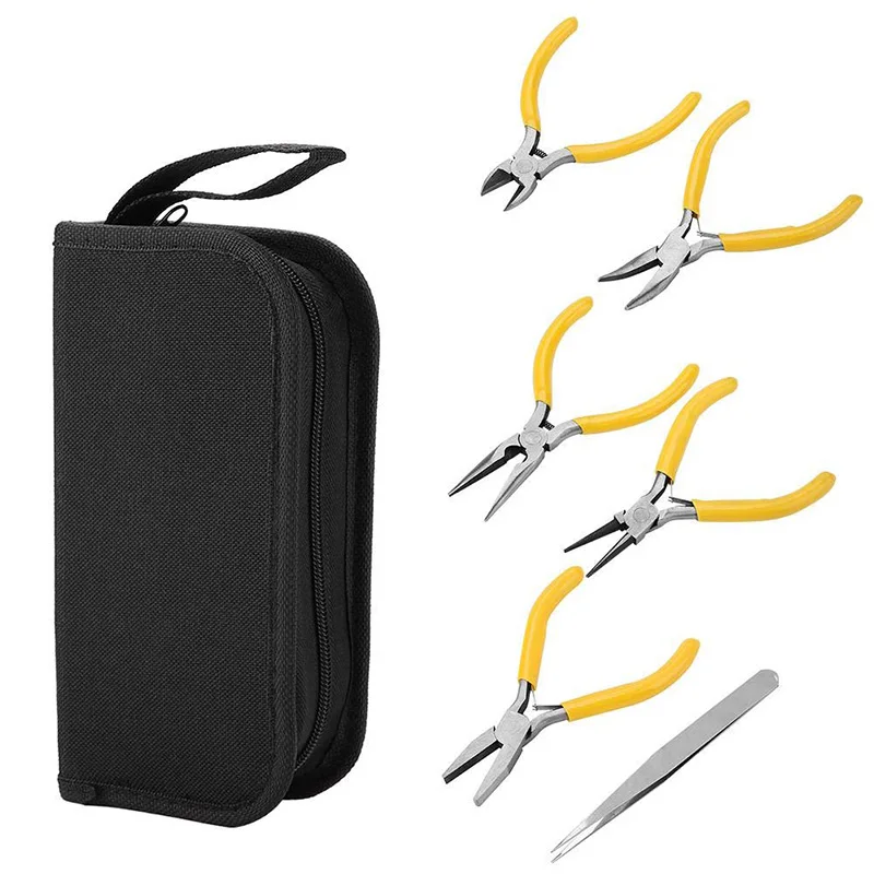 

6Pcs Jewelers Pliers Set Professional Jewelry Pliers Tools Kit Round Bent Nose Beading Making DIY Jewellery