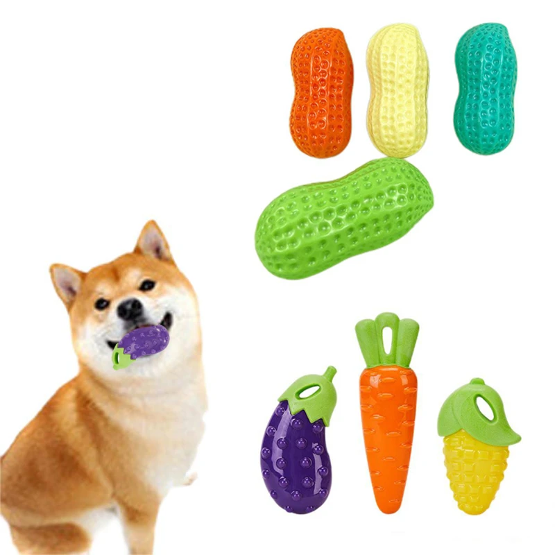 

Pet Dog Toys Rubber Cute Fruit Puppy Squeaky Toy Funny Interactive Toy Tooth Cleaning Bite Resistant Chew Toys For Small Meduim