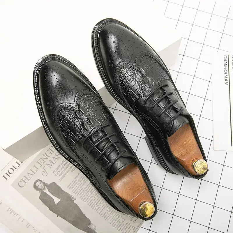 

Молодежные повседневные кожаные туфли мужские модные деловые формальные туфли в Корейском стиле увеличивающие рост стельки британские черные осенние мужские Br