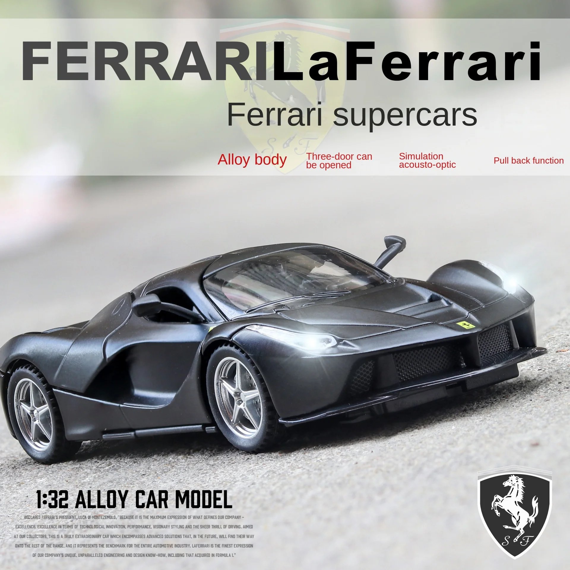 Simulation Alloy Car Model Sports Car Model 1:32 Ferrari Car Rafah Children's Toy Decoration Birthday Gift
Simulation Alloy Car Model Sports Car Model 1:32 Ferrari Car Rafah Children's Toy Decoration Birthday Gift
