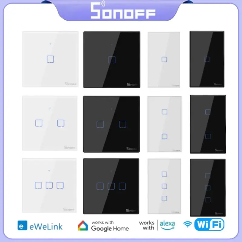 

SONOFF TX Wifi Smart Wall Touch Switch T0 T1 T2 T3 EU US UK 1/2/3Gang Smart Home Control Via EWelink APP RF433 Alexa Google Home