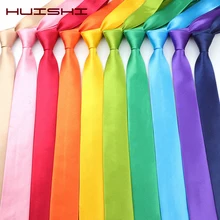 HUISHI Tie for Men 38 Solid Colors Slim Necktie Polyester Narrow Cravat Red Blue Formal Party Ties Fashion Daily Shirt Accessory
