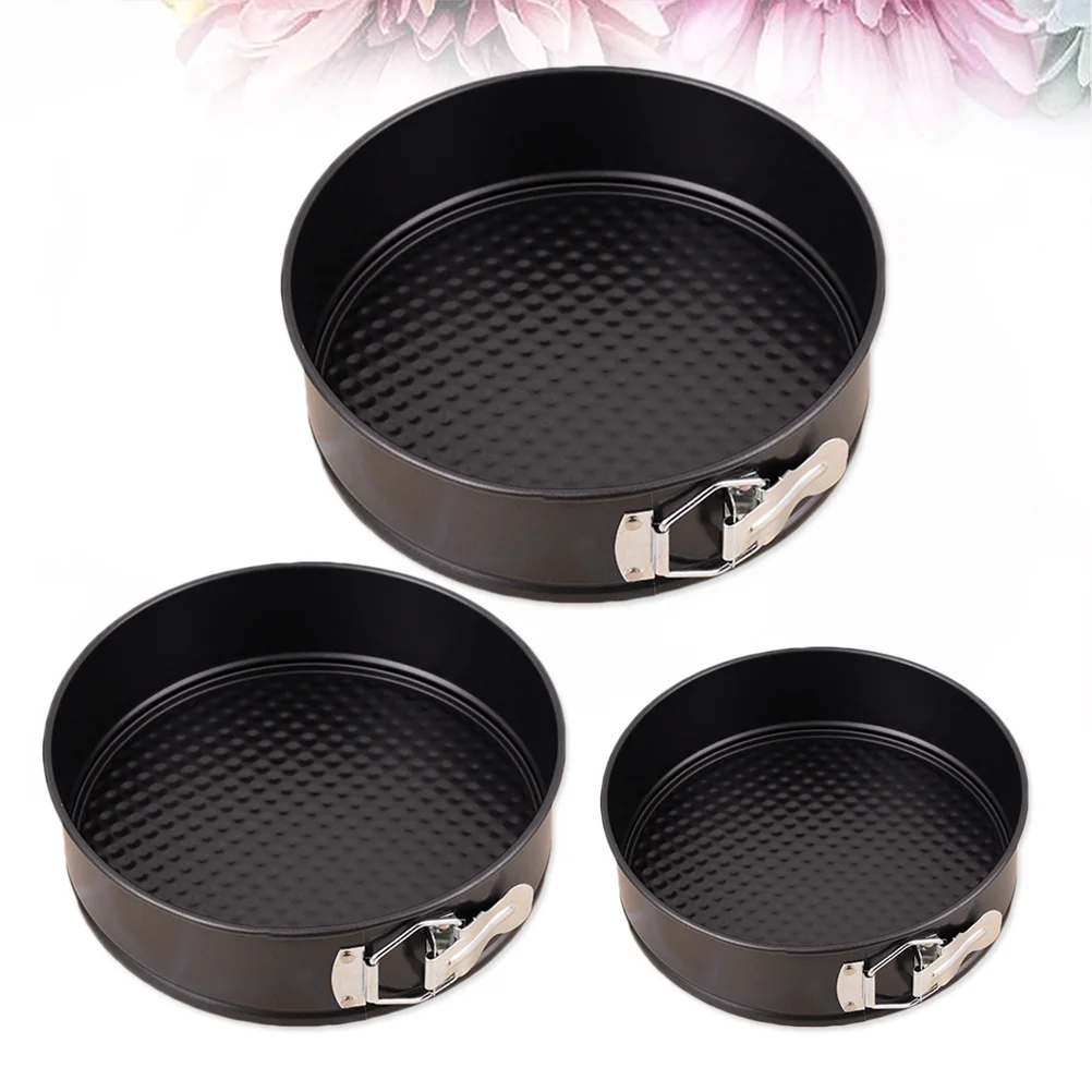3 PC Stainless Steel Set Round Non-stick Cake Molds Cheese Size 1 Baking Tray Honeycomb Live Bottom Black Buckle
3 PC Stainless Steel Set Round Non-stick Cake Molds Cheese Size 1 Baking Tray Honeycomb Live Bottom Black Buckle
