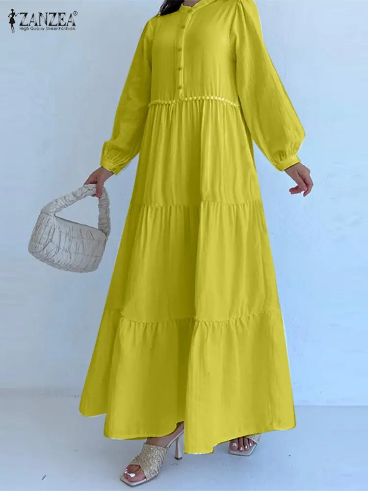 ZANZEA Fashion 2023 Summer Maxi Dress Long Sleeve Pleated Tiered Vestido Women Solid Long Robe Casual Loose Vintage O Neck Dress
ZANZEA Fashion 2023 Summer Maxi Dress Long Sleeve Pleated Tiered Vestido Women Solid Long Robe Casual Loose Vintage O Neck Dress