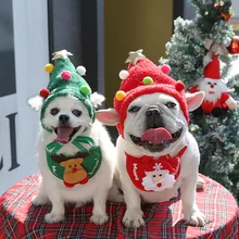 Christmas Pet Hat Cute Antlers Saliva Towel for Dog Cat Dress Up Supplies Lovely Design Autumn Winter Clothes Pet Accessory 2023