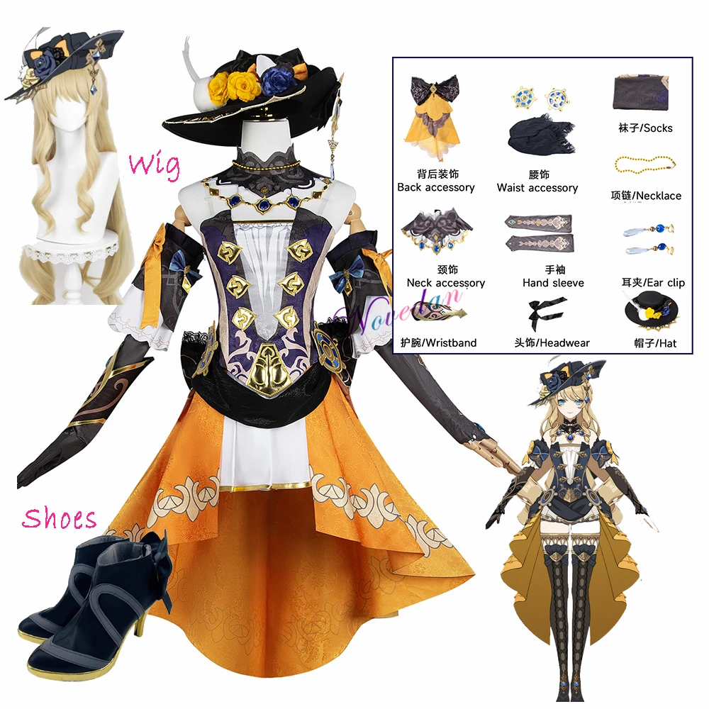 Genshin Impact Navia Wig Cosplay Costume Dress Uniform Shoes Fontaine Spina Di Rosula Hat Clorinde Halloween Party for Women 
Genshin Impact Navia Wig Cosplay Costume Dress Uniform Shoes Fontaine Spina Di Rosula Hat Clorinde Halloween Party for Women