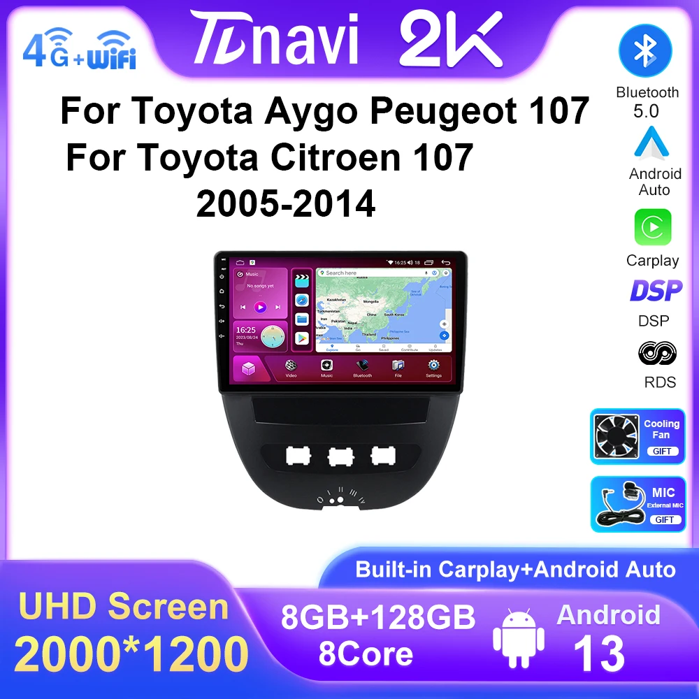 Android13 2 Din Car Radio Player For Peugeot 107 Toyota Aygo Citroen C1 2005 - 2014 Auto Head Unit Stereo GPS Navigation BT WIFI
Android13 2 Din Car Radio Player For Peugeot 107 Toyota Aygo Citroen C1 2005 - 2014 Auto Head Unit Stereo GPS Navigation BT WIFI