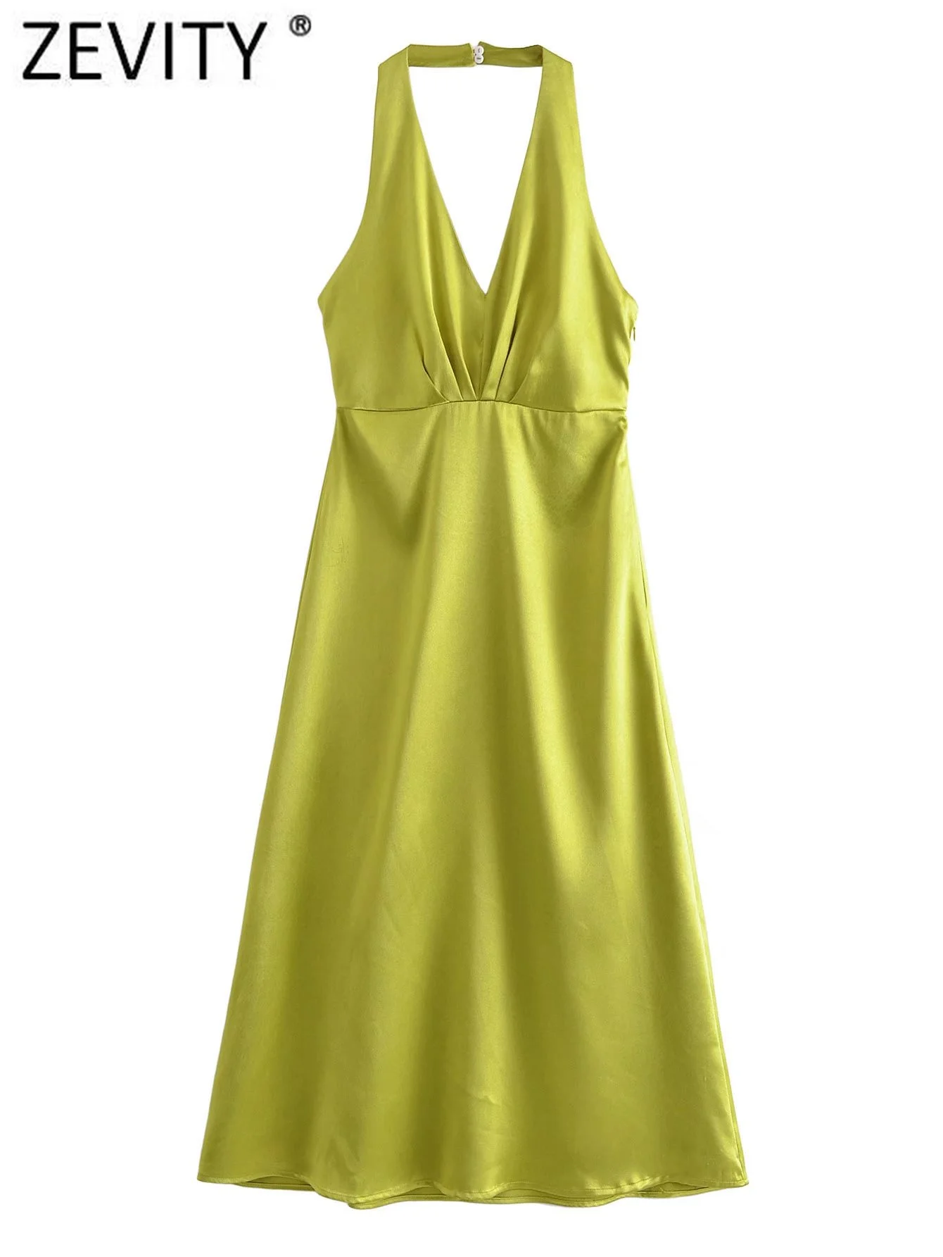 Zevity Women Sexy Soft Touch Pleats Design Halter Midi Dress Female Chic Side Zipper Backless Casual Slim Party Vestidos DS1087
Zevity Women Sexy Soft Touch Pleats Design Halter Midi Dress Female Chic Side Zipper Backless Casual Slim Party Vestidos DS1087