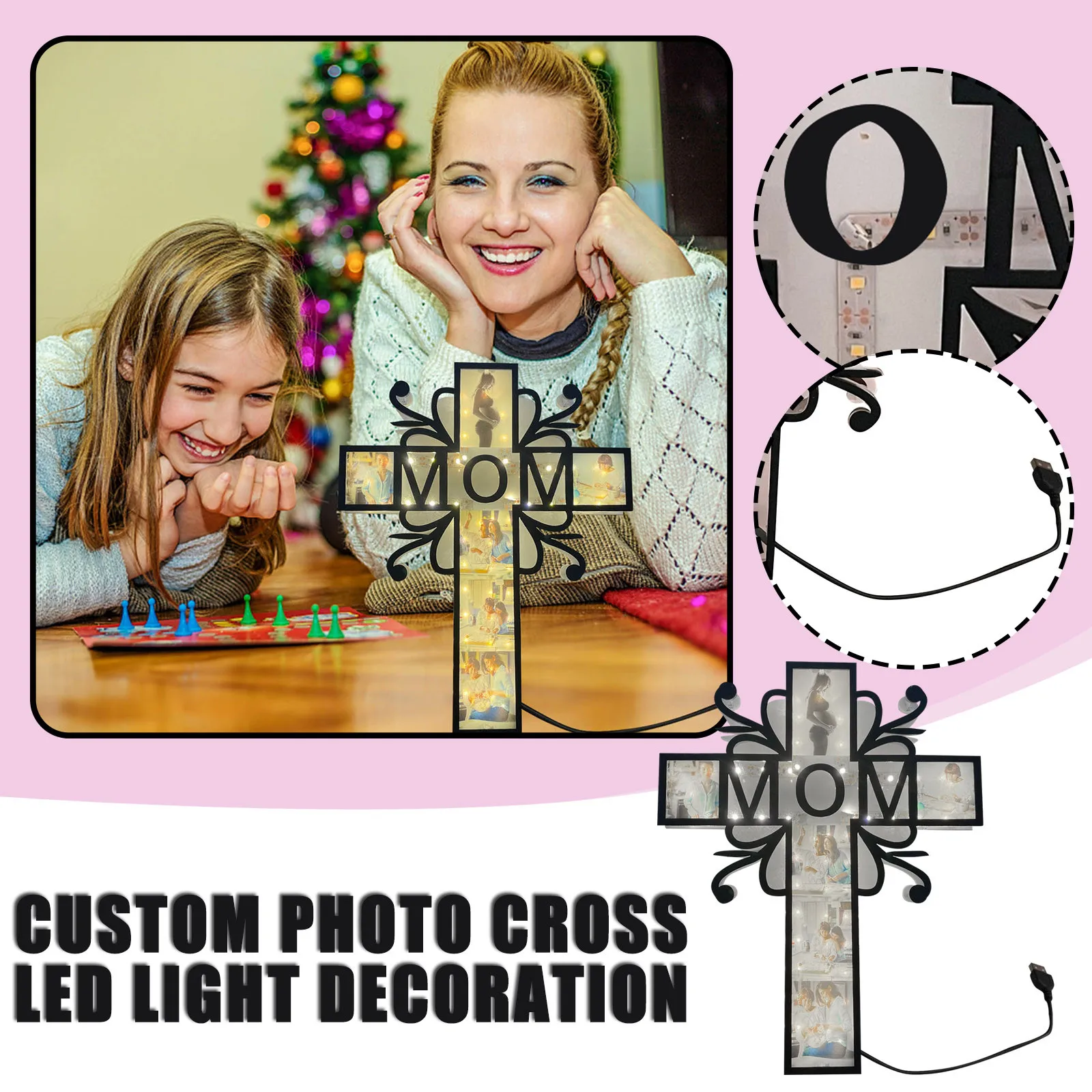 Custom Photo Cross Led Light Decoration Personalized Mom Gifts Cross Night Light Lamp Engraved Picture Gifts From Daughter
Custom Photo Cross Led Light Decoration Personalized Mom Gifts Cross Night Light Lamp Engraved Picture Gifts From Daughter