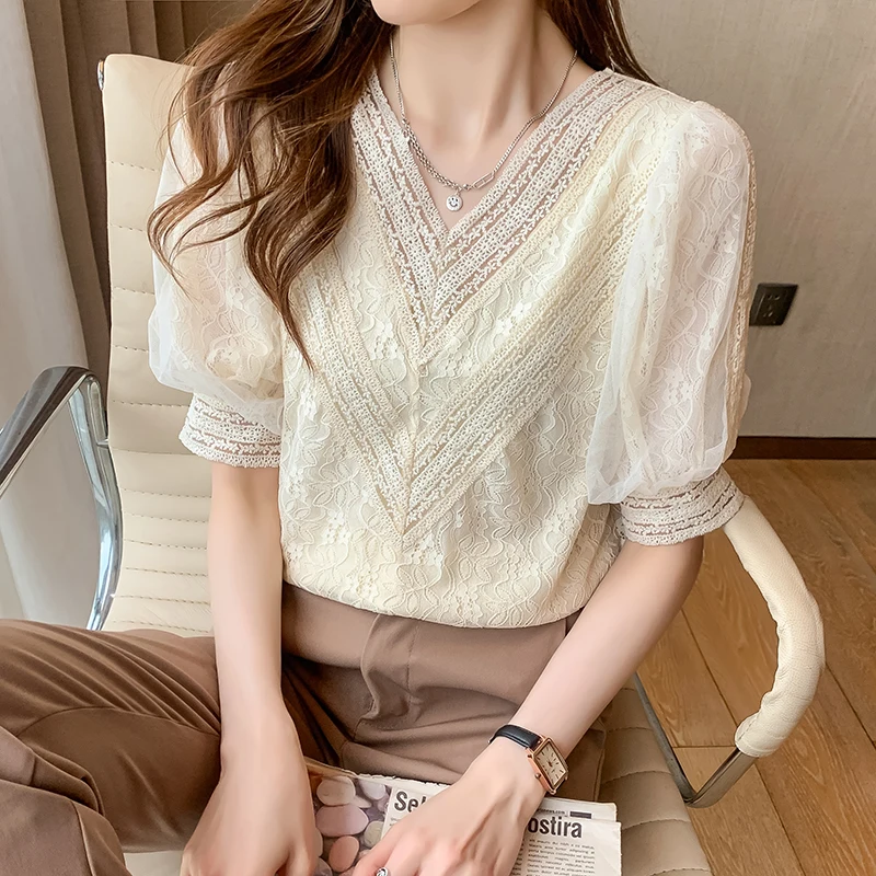 Lace blouse women's summer dress 2022 new high-grade small shirt short sleeve T shirt chiffon shirt tide 162e,423-10
Lace blouse women's summer dress 2022 new high-grade small shirt short sleeve T shirt chiffon shirt tide 162e,423-10
