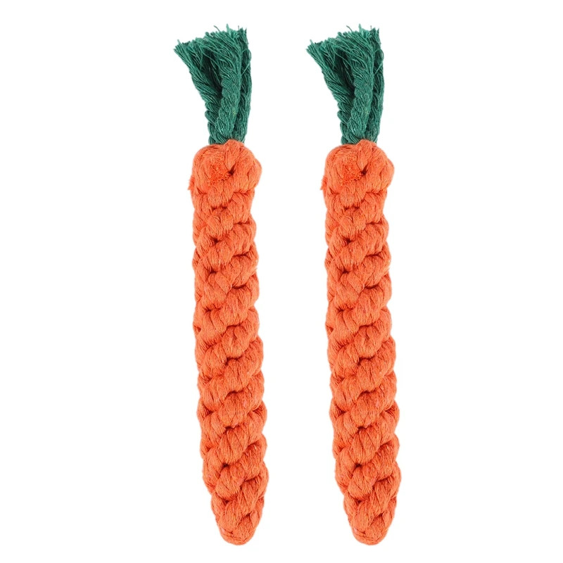 

JFBL Hot 2Pcs Dog Toys Cotton Carrots Chew Teeth Cleaning Braided Rope Puppy Teeth Bite Resistant Knots Chewing Dog Toy For Dog