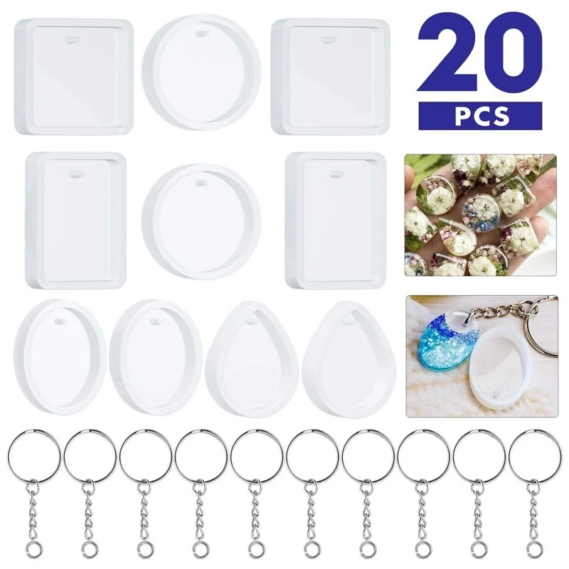 20 Pcs/Set Keychain Pendants with Hanging Hole Crystal Epoxy Resin Mold Water Drop Round Square Oval Resin Casting Molds
20 Pcs/Set Keychain Pendants with Hanging Hole Crystal Epoxy Resin Mold Water Drop Round Square Oval Resin Casting Molds