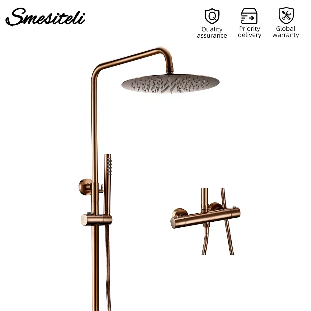 Thermostat Mixer Shower Wall Mount Bathroom Faucet Diverter With Rain Head HandShower Thermostatic Solid Brass Wholesale Premium
Thermostat Mixer Shower Wall Mount Bathroom Faucet Diverter With Rain Head HandShower Thermostatic Solid Brass Wholesale Premium