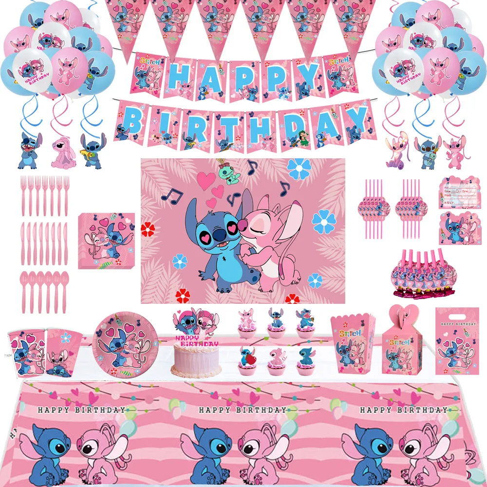 Lilo & Stitch Pink Cartoon Birthday Party Decoration Supplies Disposable Cutlery Set Balloon Background Cloth Plate Baby Shower
Lilo & Stitch Pink Cartoon Birthday Party Decoration Supplies Disposable Cutlery Set Balloon Background Cloth Plate Baby Shower