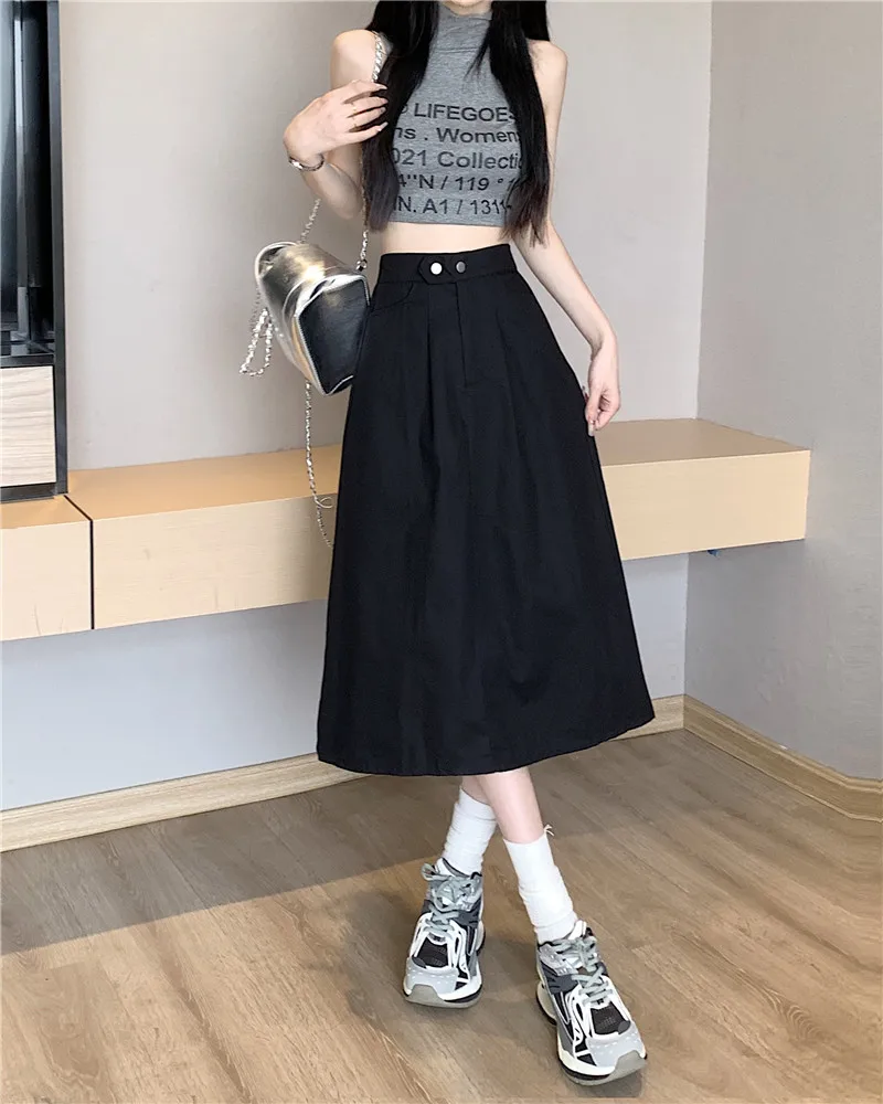 Black Summer 2023 New Solid Color Cargo High Waist Skirt Women A-line Casual Minimalist Versatile Vintage Fashion Ropa Mujer 
Black Summer 2023 New Solid Color Cargo High Waist Skirt Women A-line Casual Minimalist Versatile Vintage Fashion Ropa Mujer