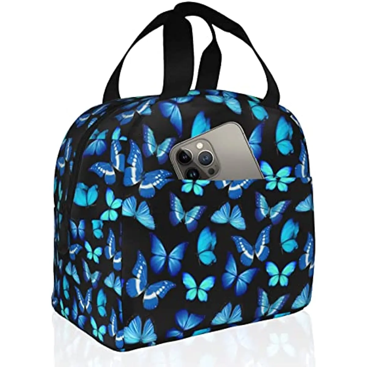 Insulated Lunch Bag Box for Women with Blue Butterfly Print Cute Lunch Cooler Thermal Waterproof Reusable Tote Bag with Pocket
Insulated Lunch Bag Box for Women with Blue Butterfly Print Cute Lunch Cooler Thermal Waterproof Reusable Tote Bag with Pocket