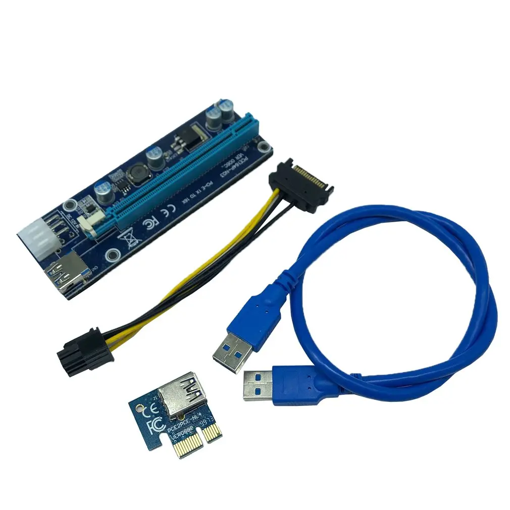 

VER006C 60CM PCI-E Riser Card 006C PCI Express PCIE 1X to 16X Adapter USB 3.0 Cable SATA to 6Pin Power for Mining Miner