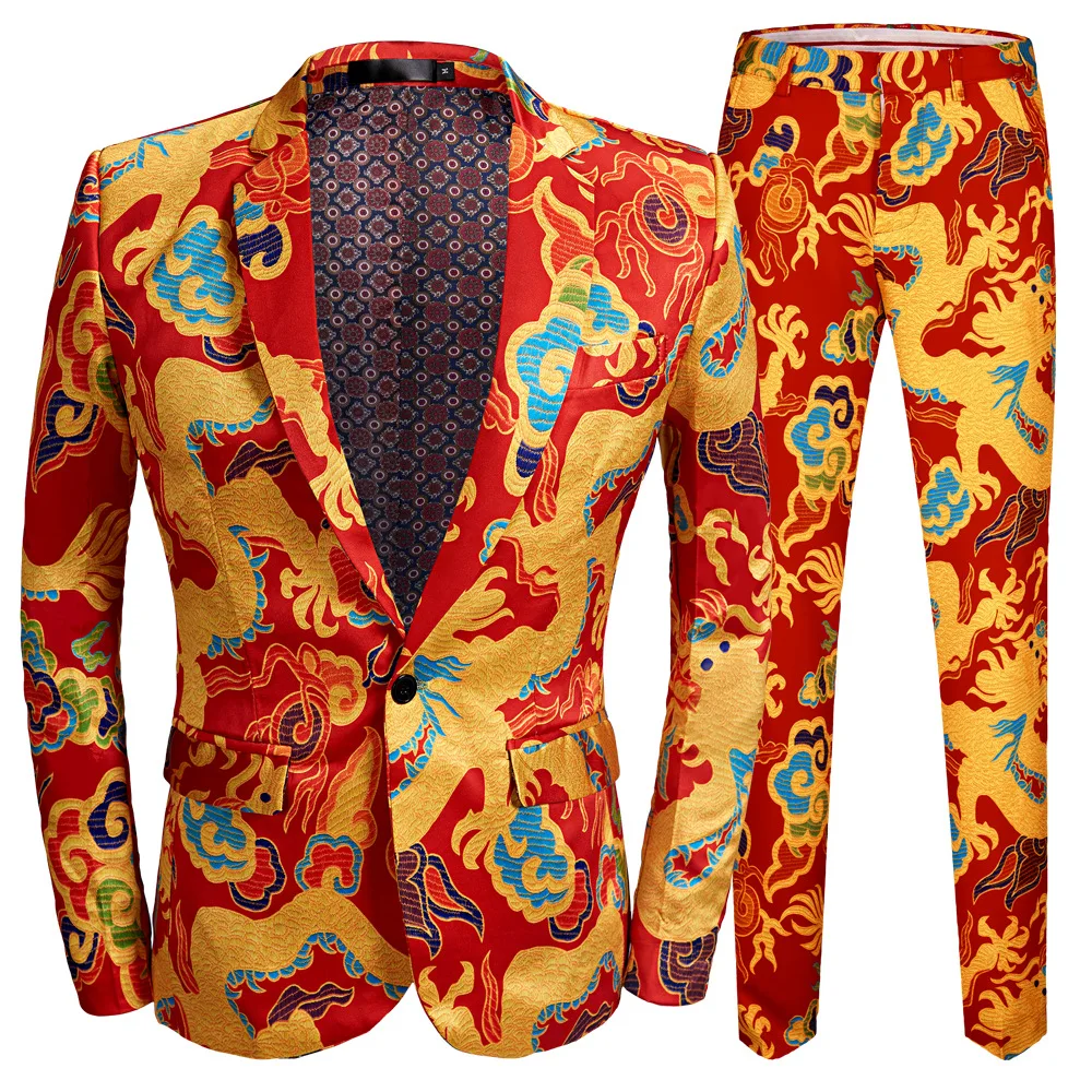 European and American models new red printed dragon print dress men's casual suit jacket host mens leather blazer
European and American models new red printed dragon print dress men's casual suit jacket host mens leather blazer