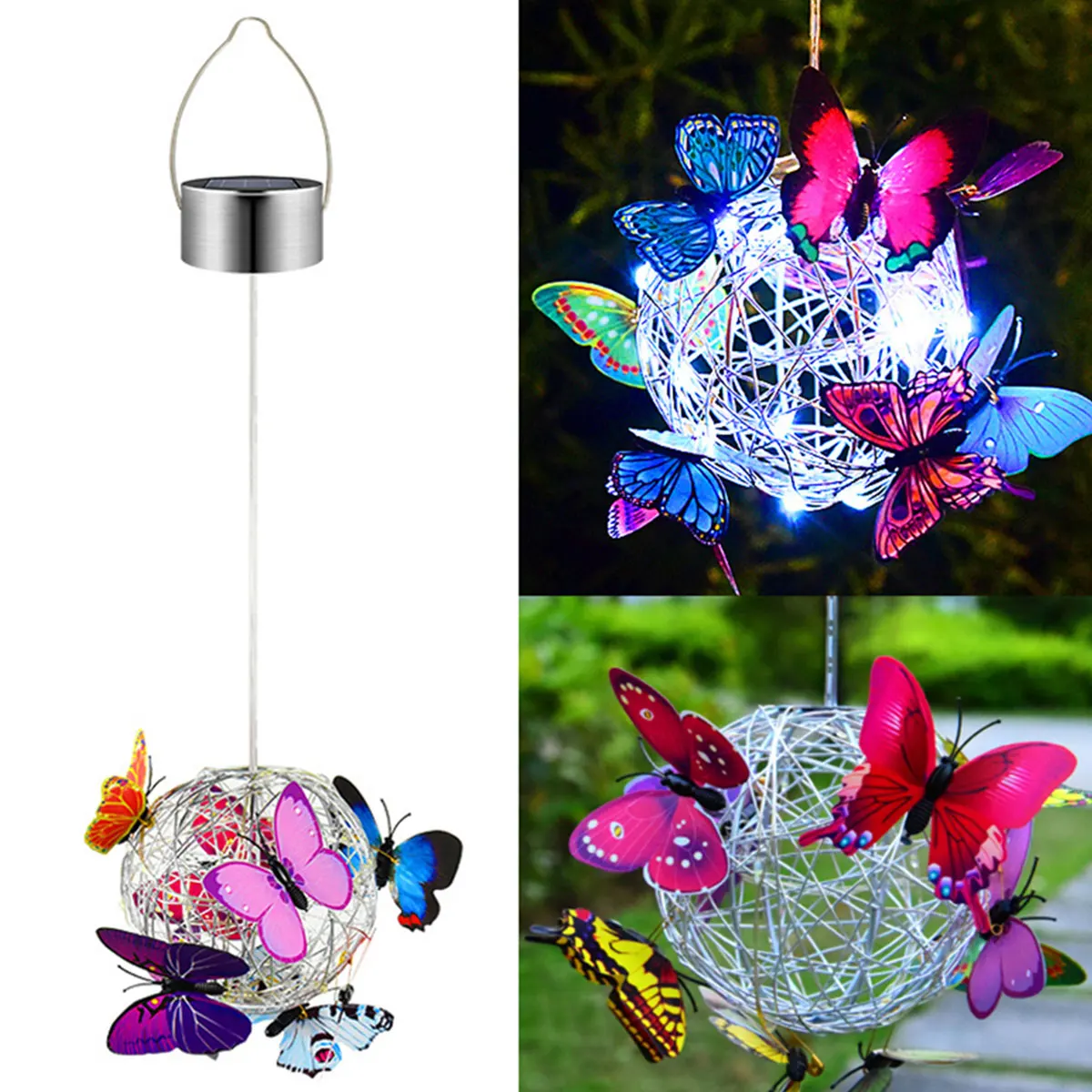 Hanging Solar Light With Butterflies IP44 Waterproof Hanging Lighted Mesh Orb Decorative Hanging Solar Butterfly Ball Light
Hanging Solar Light With Butterflies IP44 Waterproof Hanging Lighted Mesh Orb Decorative Hanging Solar Butterfly Ball Light