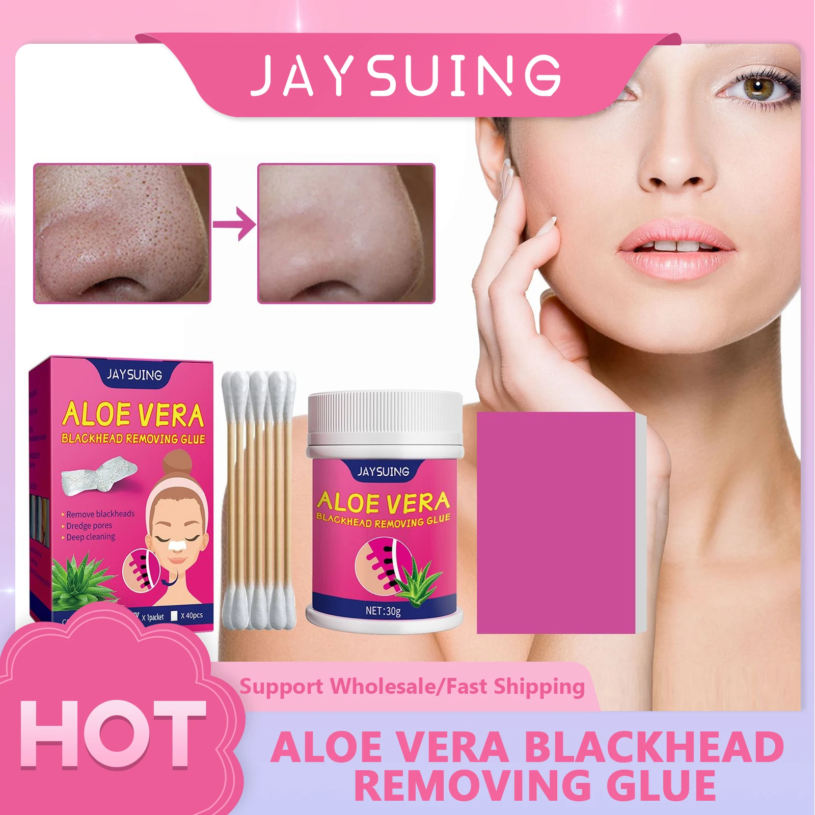 

Aloe Vera Blackhead Removing Glue Peeling Mask Nasal Patch Remove Acne Blackheads Shrink Pores Facial Deep Cleansing Nose Care