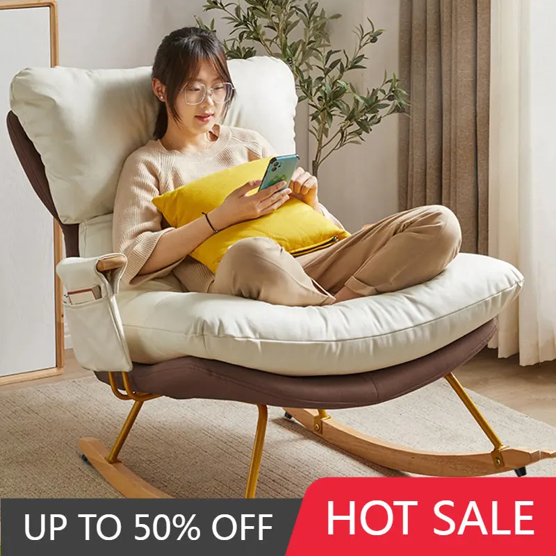 Headrest Rocking Chair Nordic Style Living Room Balcony Fashion Recliner Chair Adults Design Single Silla Nordica Home Furniture
Headrest Rocking Chair Nordic Style Living Room Balcony Fashion Recliner Chair Adults Design Single Silla Nordica Home Furniture