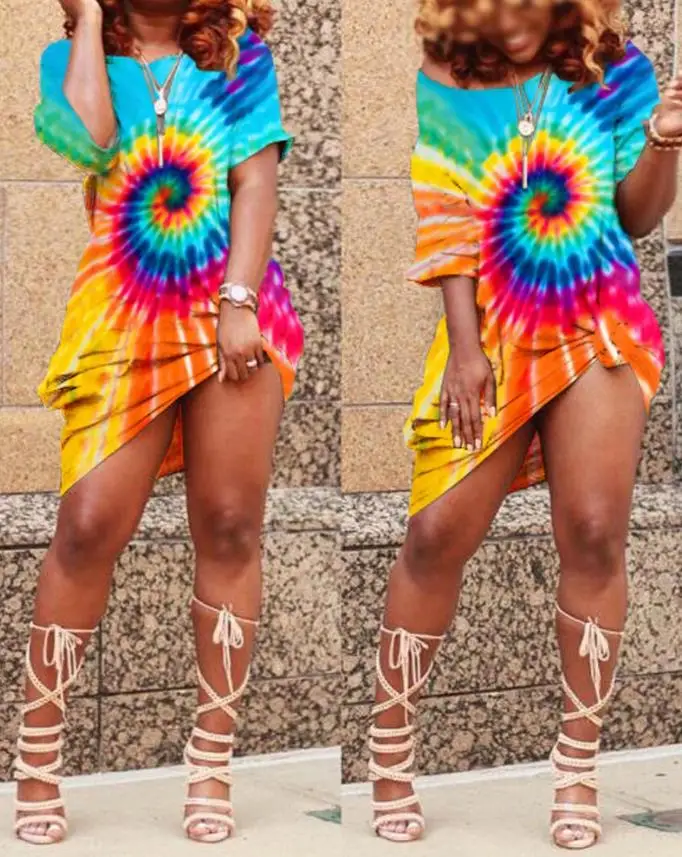 Dresses for Women 2022 Summer Tie Dye Print Pocket Detail Casual Round Neck Short Sleeve Daily Mini Straight Dress 
Dresses for Women 2022 Summer Tie Dye Print Pocket Detail Casual Round Neck Short Sleeve Daily Mini Straight Dress