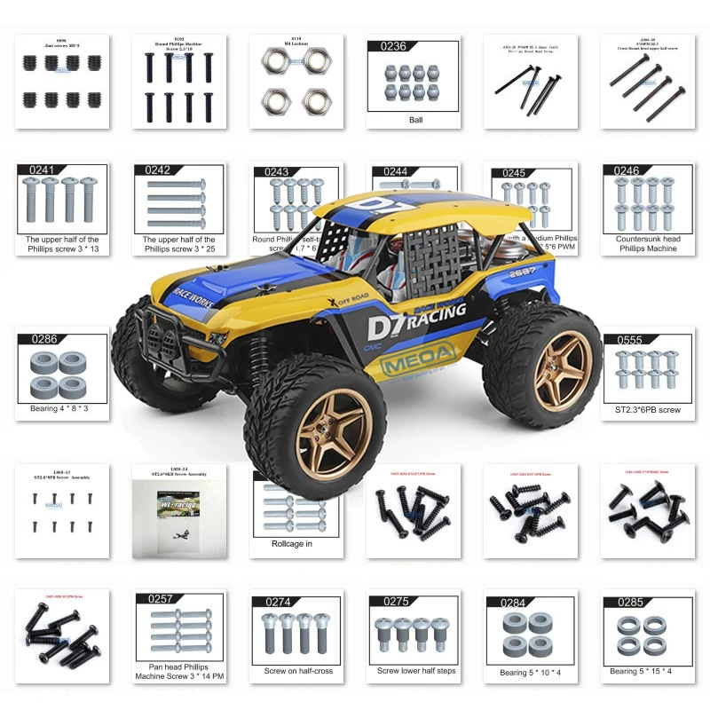 Wltoys 12402-A RC Car Spare Parts 1/12 Original Accessories Screw Set Nut Differential Gear Screw Bearing Assembly
Wltoys 12402-A RC Car Spare Parts 1/12 Original Accessories Screw Set Nut Differential Gear Screw Bearing Assembly