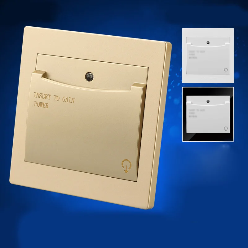 Electric Power card switch Flame retardant Business Indoor Socket Champagne gold Power-off Function AC 100-250V
Electric Power card switch Flame retardant Business Indoor Socket Champagne gold Power-off Function AC 100-250V