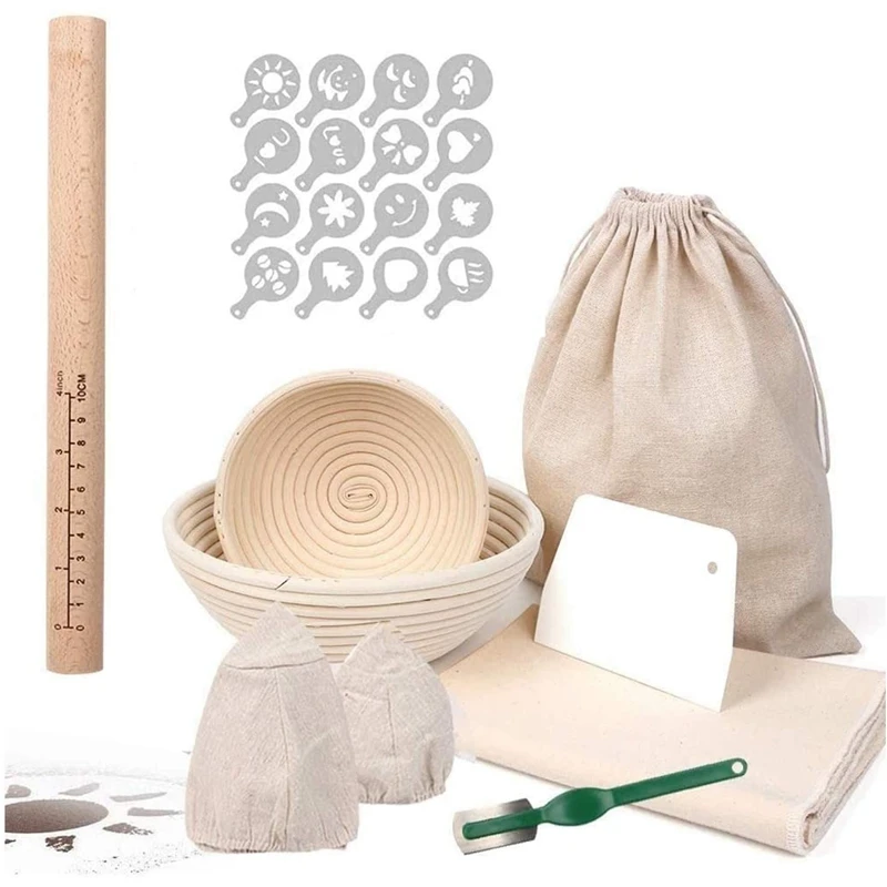 Proofing Baskets Round Proofing Baskets 16Cm + 22Cm, With Baker's Linen, Dough Scraper, Proofing Basket Set For Bread
Proofing Baskets Round Proofing Baskets 16Cm + 22Cm, With Baker's Linen, Dough Scraper, Proofing Basket Set For Bread