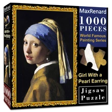 MaxRenard Jigsaw Puzzle 1000 Pieces for Adult Jan Vermeer Girl with Pearl Earring Environmentally Friendly Paper Christmas Gift